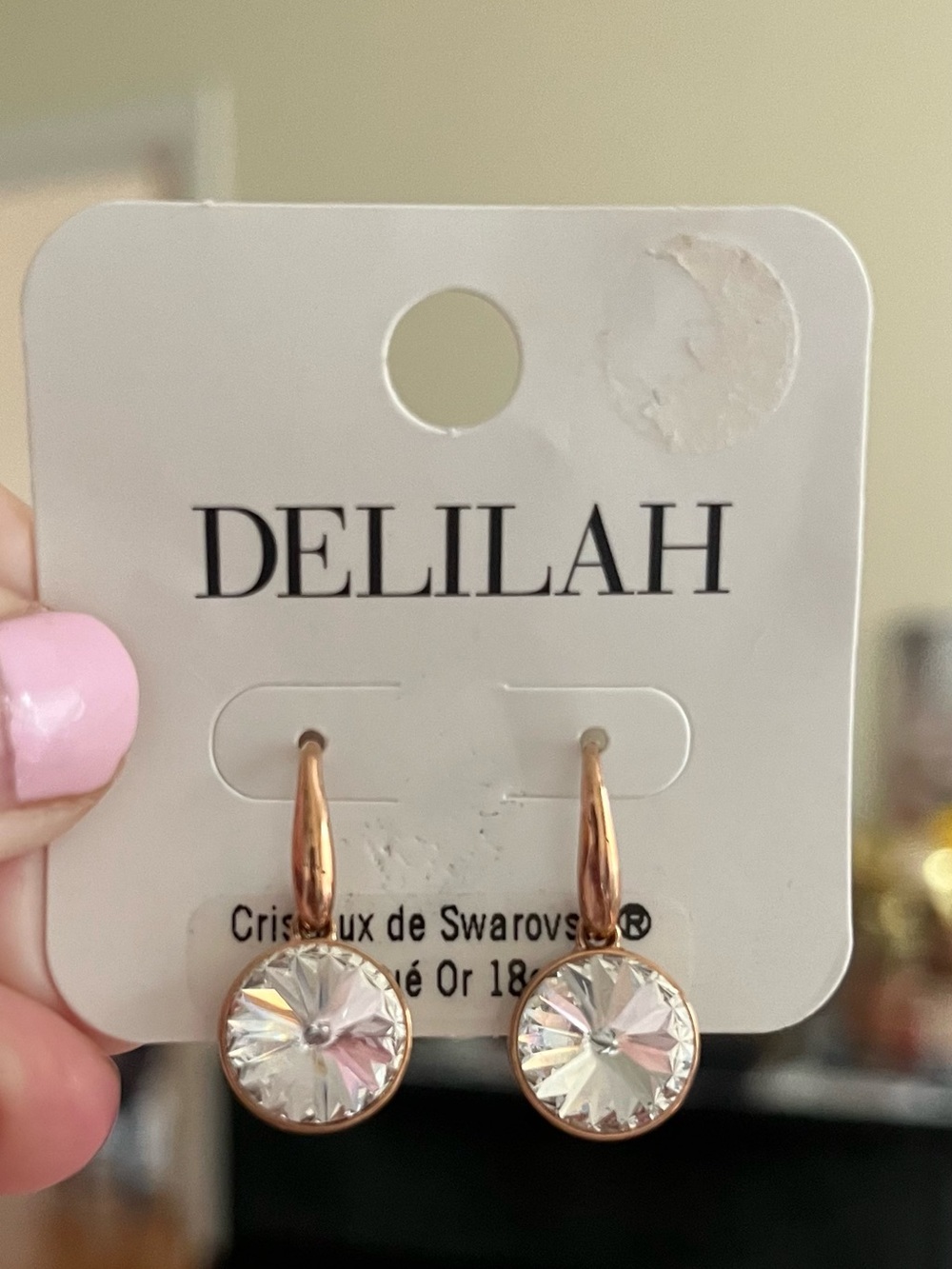 Delilah 18ct Rose Gold Plated Round Swarovski Crystal Drop Earrings